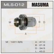 Гайка MASUMA 14x1.5мм, L=47мм, под ключ=22мм, с шайбой D=35мм MLS-012 / 16484