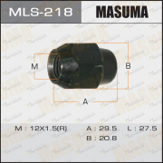 Гайка колесная конусная "MASUMA" 12х1.5 ЧЕРНАЯ под ключ 21мм, MLS-218 / 50834
