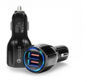 Разветвитель гнезда прикуривателя /черный/, 2 USB, 3,1A, быстрая зарядка 3,0 SY-681 / 67570